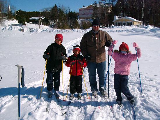 family cross country skiing